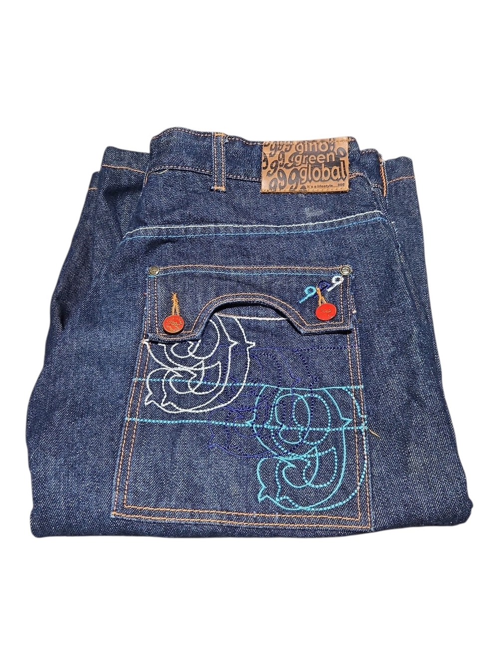 Vintage Y2K Gino Green Global 999 Baggy Denim Shorts Men’s 34 Hip Hop